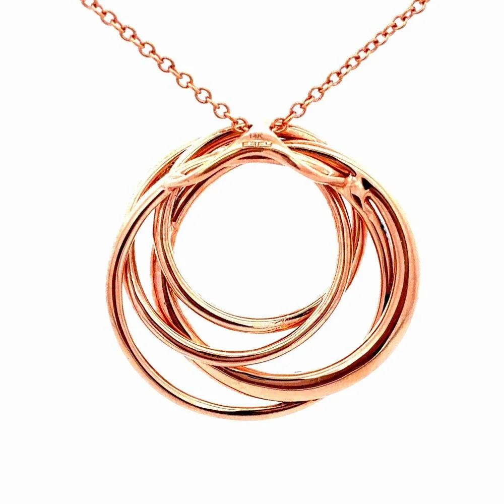 EFFY 14K Rose Gold Pave Diamond Intertwined Multi Circle Infinity Necklace
